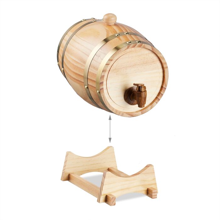 Дерев'яна бочка Relaxdays для настоянок та лікерів