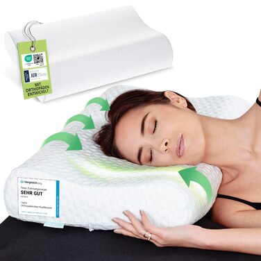 Ортопедична подушка Feela® для сну та підтримки шиї [3 ступені жорсткості] - Знімає біль у шиї та плечах, покращує якість сну та підтримує хребет | Регульована висота Подушка 60x40 см (середня жорсткість) 60x40 см - Середня