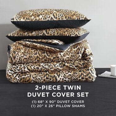 Набір підковдри Juicy Couture Leopard Satin - двосторонній принт Cheetah, 3 предмети, Twin/Twin XL