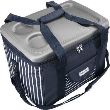 Сумка-холодильник anndora XL в синю і білу смужку, 40 л, ізольована сумка-холодильник, сумка для пікніка
