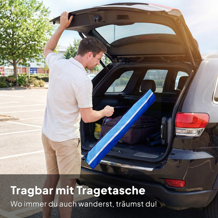 Парасоля пляжна Ø198 см, UV30+, з відкидним столиком, тримачем для напоїв, регульованим нахилом, багатоколірна