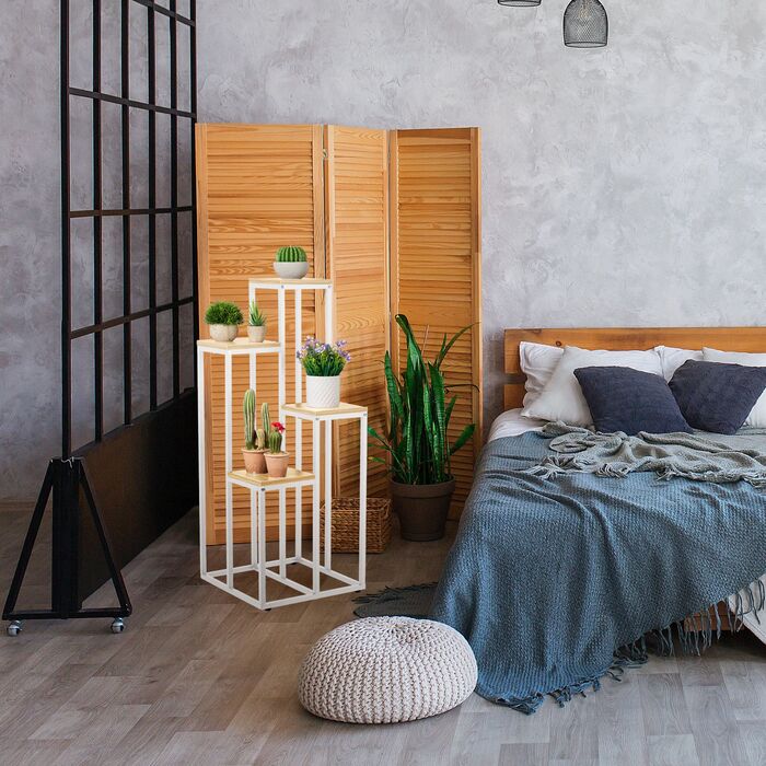 Relaxdays Бічна полиця-квітка з 4 ярусами