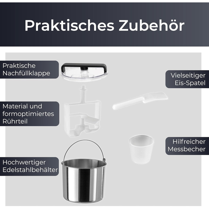 Машина для приготування морозива та йогурту KLAMER 2-в-1, 2 л, 220 В, з нержавіючої сталі, з функцією охолодження та нагрівання, самостійно охолоджується, регулювання консистенції, чорний