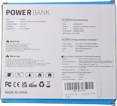 Набір AsperX Power Bank 2 шт. и, 10000 мАг, USB-C, тонкий і міцний, зовнішній акумулятор (рожевий/темно-синій)