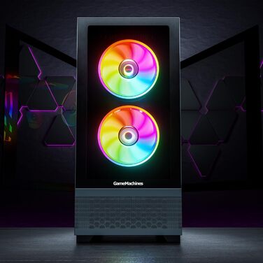 GameMachines Element, чорний, ігровий ATX корпус для ПК з 3 A-RGB вентиляторами