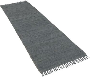 Пергамський бавовняний натуральний килим плоского плетіння ручної роботи Jolly Cotton антрацит в 6 розмірах 90x160 см