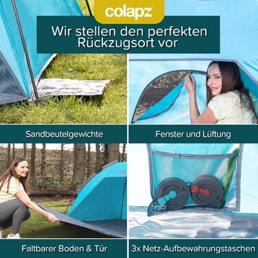 Намет для душу та туалету Colapz – портативна роздягальня для відпочинку на природі, пляжний намет, 2.1 м – водонепроникний, вітростійкий, блакитний