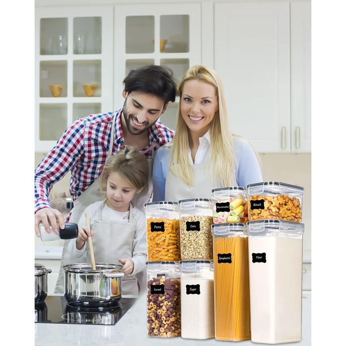 Набір контейнерів для зберігання Heucheey 25 шт. - Органайзер для кухні, контейнери для продуктів з кришкою, ємності для зберігання, мірна ложка, маркер, наклейки, щітка-губка