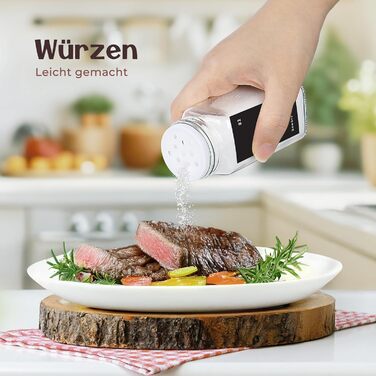 Набір скляних баночок для спецій - 24 шт. з етикетками та бамбуковими кришками, 120 мл, з дозаторами та аксесуарами. Набір контейнерів для спецій, натуральний дизайн