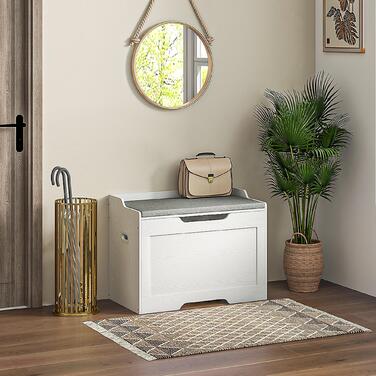 Скриня для зберігання об'ємом 103 літри, лавка з місцем для зберігання та запобіжним шарніром, з м'яким сидінням, підходить для різних кімнат, білого кольору.