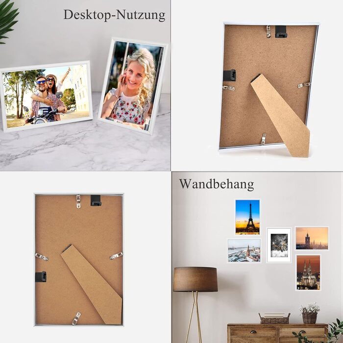 Набір фоторамок 5er Bilderrahmen DIN A4 (13x18 см) білий - рамки для фото, портретів, для дому та офісу з плексигласом, для встановлення та підвішування