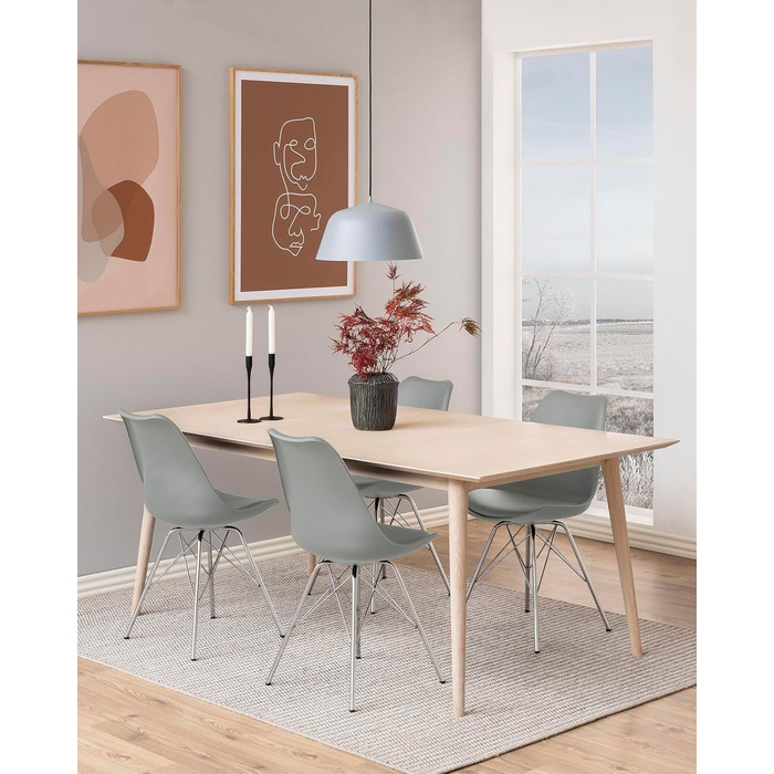 AC Design Їдальні стільці Emanuel, 2 шт. (світло-сірий/хром), PU/Метал, 48,5 x 85,5 x 54 см