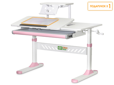 Дитячий стіл Evo-кids TH-310 з полицею S30 Pink (арт.TH-310 W/PN + BD-S30 PN)