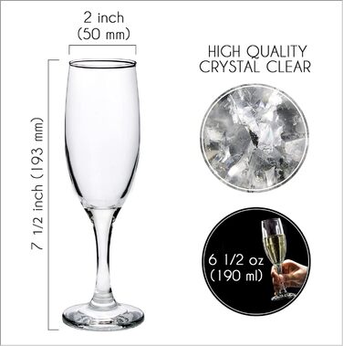 Volarium CRYSTALIA Luxus Секретні келихи 6 шт. Без свинцю, придатні для миття в посудомийній машині. Келихи для шампанського, келихи для ігристого вина, келихи для шампанського, набір келихів для шампанського, келихи для просекко