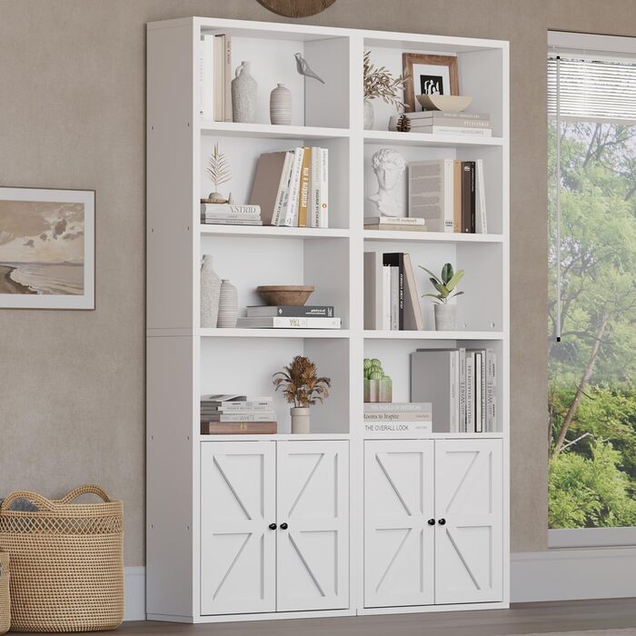 Стильний стелаж для книг Oneinmil: білий шафчик з 6 полицями для вітальні, спальні, офісу. 2 шт.