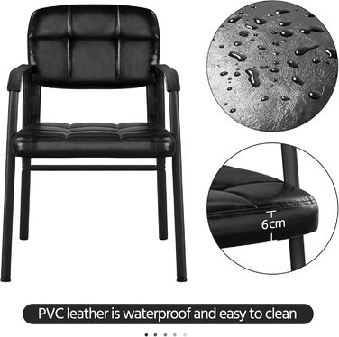 Крісла для гостей Yaheetech - 2 шт., чорні, з підлокітниками та спинкою, для вітальні, конференц-залу, їдальні, штучна шкіра, 58 x 60 x 85 см
