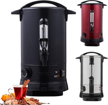 Електричний глінтвейновий котел Arebos 950 Вт | Глінтвейновий диспенсер | 8,8 л | з піддоном, краном, термостатом та захистом від перегріву | Регулювання температури 30-110°C | Чорний