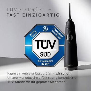 Wondersmile Munddusche PRO: Переможець тесту 2024 року, TÜV-сертифікована, 100 днів без ризику, SmoothFlow для догляду за зубами та яснами, 5 режимів, акумулятор PowerAkku (30 днів), Ultimate Black