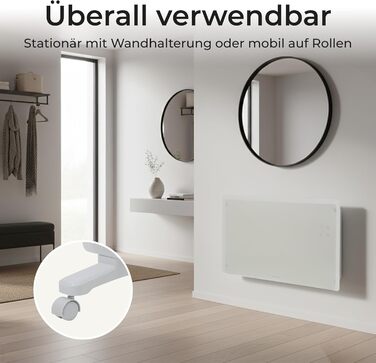 Конвектор електричний KLAMER Konvektor Pro 2500W з Wi-Fi, керуванням через додаток та таймером, режими ECO та Frostschutz, LED-дисплей, захист від перегріву, для дому та спальні, білий, настінний/підлоговий