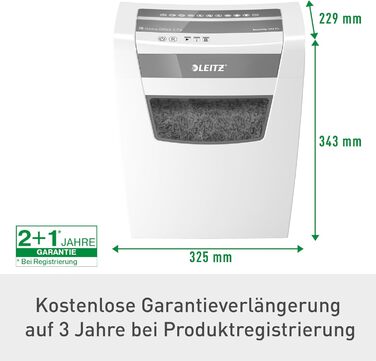 Шредер Leitz IQ Home Aktenvernichter: безпечний, тихий та компактний для дому та офісу, P4, 8 листів, білий