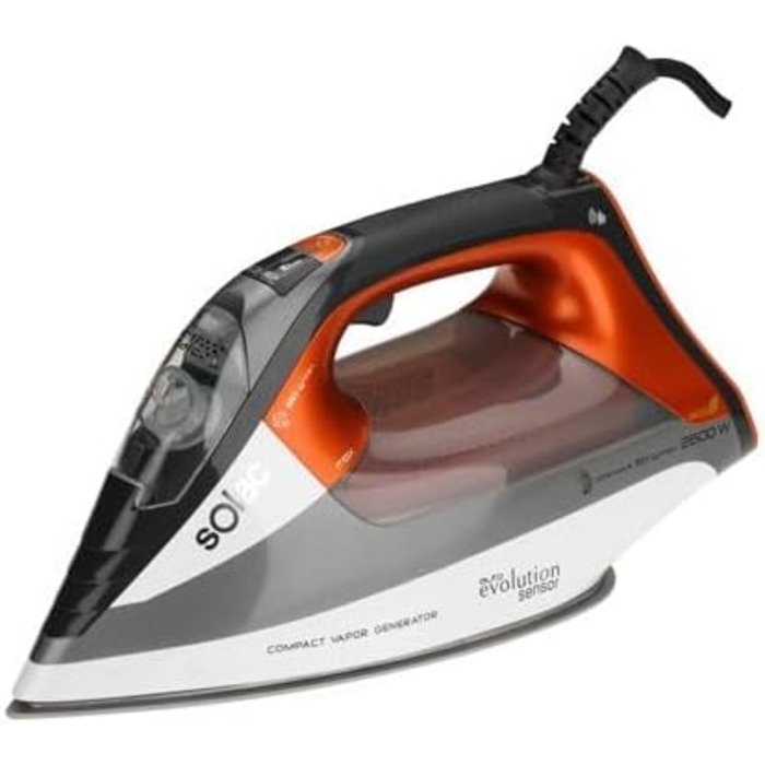 Праска з пароутворенням Solac CVG9511 - праска з керамічним покриттям, 2800 Вт, чорний, помаранчевий, білий