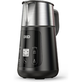 Dreo автоматичний спінювач молока All-in-1: для лате-арту, гарячих/холодних напоїв, 800 мл, електричний, миється в посудомийній машині (сріблястий, чорний)