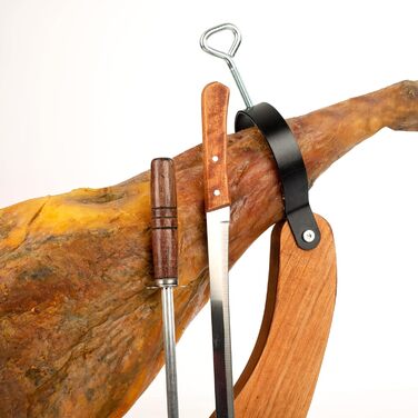 Сталеве лезо 011135 гондола чохол для шинки Kukuxumusu ніж для шинки та стільця - ідеальний тримач для шинки та весла, дерев'яна гондола зчіпна деревина для кухаря