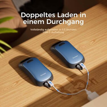 Електричні грілки для рук OCOOPA, 2 шт., водонепроникні (IP45), ергономічні, 18 годин тепла, портативні, для активного відпочинку, гольфу, кемпінгу, морської синьої