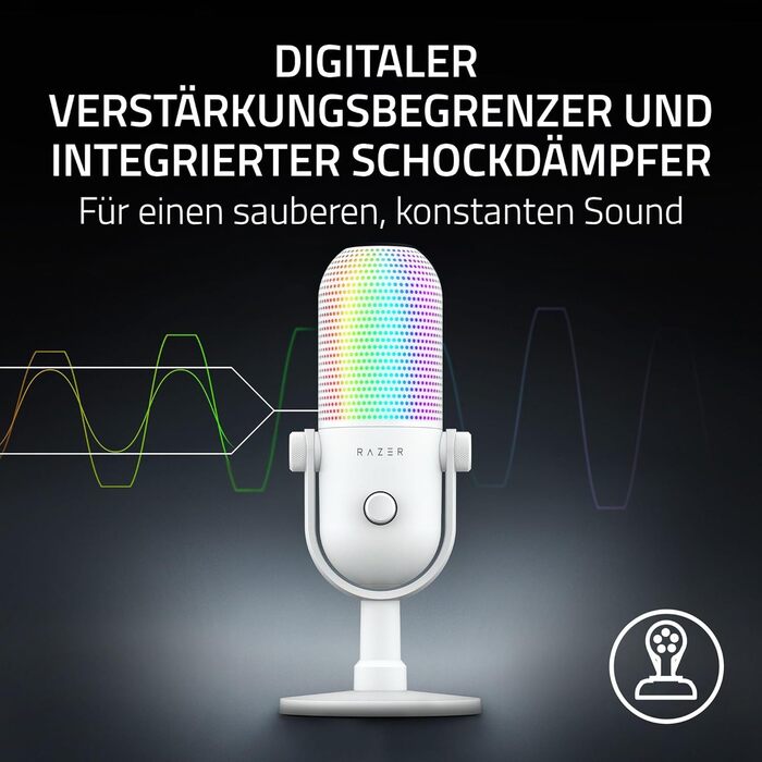 Мікрофон Razer Seiren V3 Mini USB - компактний, з LED-індикатором та функцією Tap-to-Mute