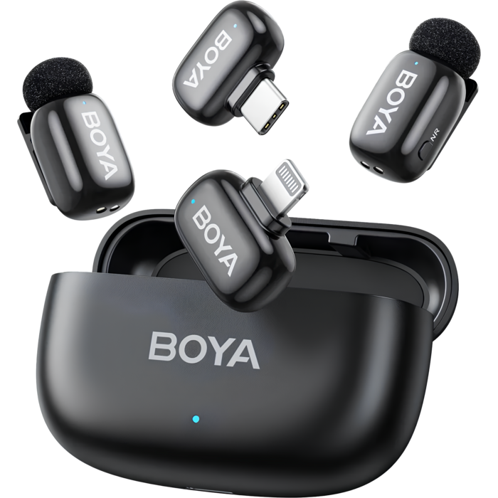 Бездротовий петличний мікрофон BOYA mini-12 Type-C/Lightning Black