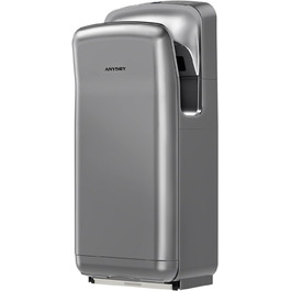 Anydry 2005H: Комерційний електричний сушар для рук з HEPA-фільтром, потужний, 7-10 сек сушіння, 1750-2050W (срібний)