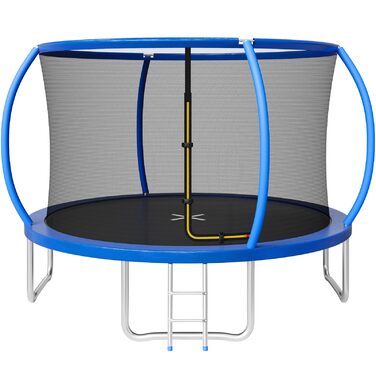 Батут JUMMICO вуличний Ø290 см з сіткою безпеки та захисним покриттям, дитячий садовий батут синій