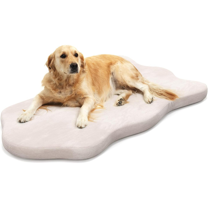 Ортопедична лежанка для собак, подушка для собак, що миється, килимок для собак з пінопласту з пам'яттю зі знімним чохлом, нековзний, водонепроникний, для великих, середніх собак (бежевий, геометричний)