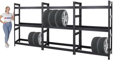 Стелаж для шин PROREGAL Mega Deal (3 шт.) 180x360x50 см, чорний, до 36 шин, вантажопідйомність 150 кг