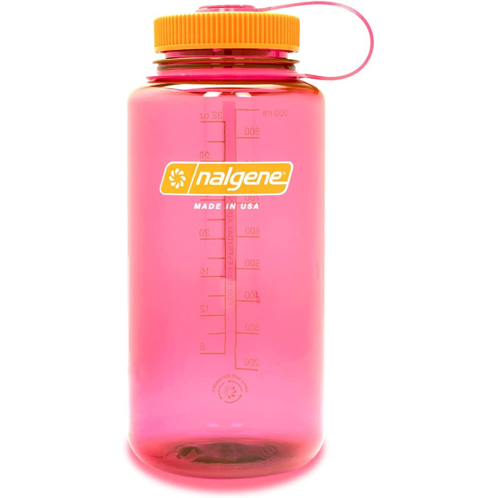 Пляшка для води Nalgene Sustain Tritan без вмісту бісфенолу А, виготовлена з 50 пластикових відходів, об'ємом 900 мл, з широкою шийкою (32 Унції, рожевий фламінго)