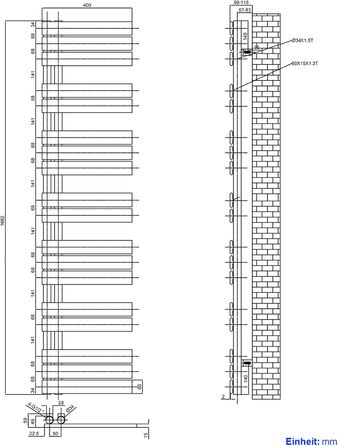 Електричний рушник-сушар Heilmetz Badheizkörper (400x1176 мм) – білий, 494W