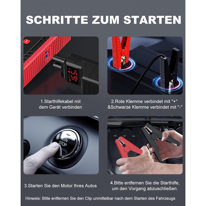 Powerbank для автомобіля з компресором 150 PSI, 7000A, 12V, 8L/10L (бензин/дизель), LED-ліхтарик