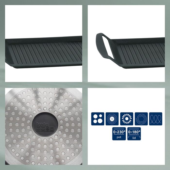 Кела Grillplatte Kerros: Алюмінієва гриль-пательня з антипригарним покриттям, 230°C, для всіх плит, 11564