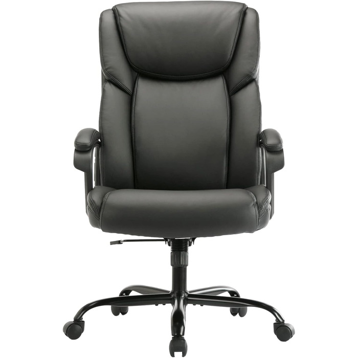 Офісний крісло AONELAS ZUNMOS з високою спинкою, регульоване по висоті та поворотне, з підтримкою попереку, шкіра, чорний