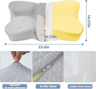 Подушка для шиї Jiaao Memory Foam, комфорт для всіх положень сну, можна прати, 64x39x13 см (пелюстка)