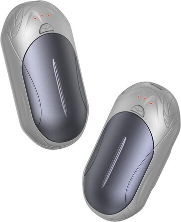 Портативні електричні грілки для рук 2 шт. 3000mAh, USB-C, 3 температурні режими (35-55°C), швидкий нагрів, для активного відпочинку, кемпінгу, подарунок, сріблясто-сірий M