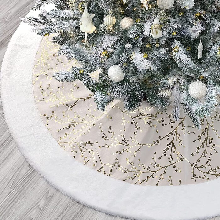 Плюшева спідниця для різдвяної ялинки, кругла ковдра для різдвяної ялинки, Біла підставка для різдвяної ялинки, різдвяні прикраси, спідниці для різдвяної ялинки, прикраси для новорічної вечірки (стиль A - 122 см)