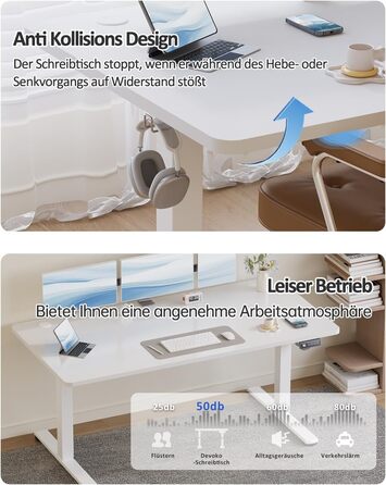 Електричний регульований стіл Devoko 120x60 см: офісний, для роботи, з пам'яттю, стоячи/сидячи