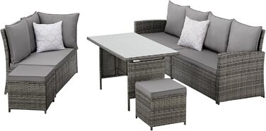 Кутовий диван садовий SVITA Monroe з ротангу (поліротанг) сірий - комплект меблів для відпочинку