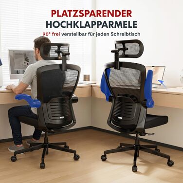 Крісло офісне ергономічне FLEXISPOT Pro (чорний Foam) з 2D-підголівником, регульованими підлокітниками та динамічною поперековою підтримкою, функція гойдання 120°, для дому, офісу, робочого кабінету