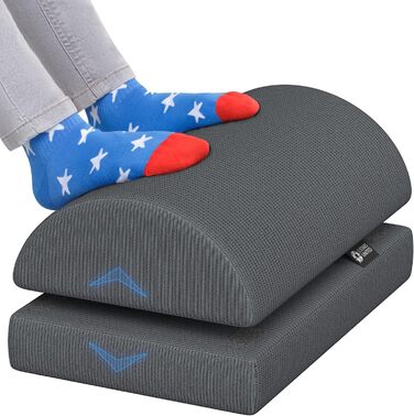 Підставка для ніг під стіл 5 STAR UNITED, регульована, з memory foam, сітчаста тканина, 15 см, для дому та офісу – темно-сіра