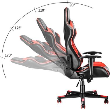 Ігрове крісло Офісне крісло Ергономічне крісло для ПК Комп'ютерне крісло Стілець Стілець (чорний) (червоний)