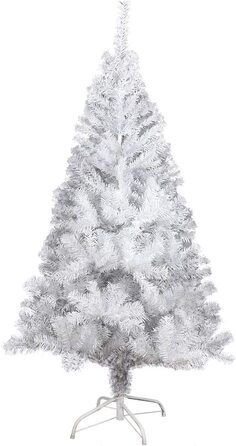 Різдвяна ялинка COOSNUG 150 см, штучна Біла штучна ялинка з металевою підставкою для різдвяної ялинки, вогнестійка