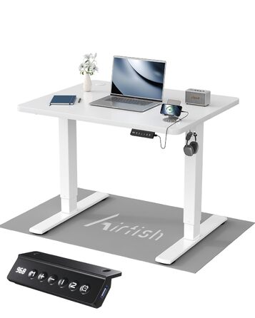 Дитячий електричний стіл Airfish, 80x60 см, регулювання висоти, пам'ять, для дому/офісу, білий