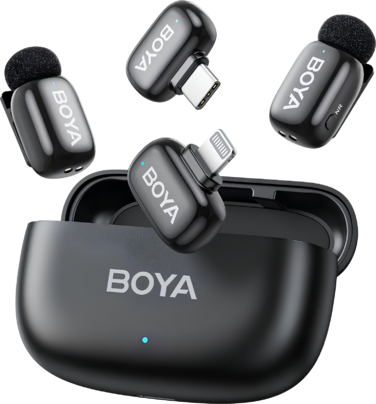 Бездротовий петличний мікрофон BOYA mini-12 Type-C/Lightning Black